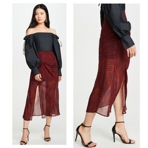 The Fifth Label Region Chiffon Twisted Front Hi Low Animal Print MIDI Skirt XS